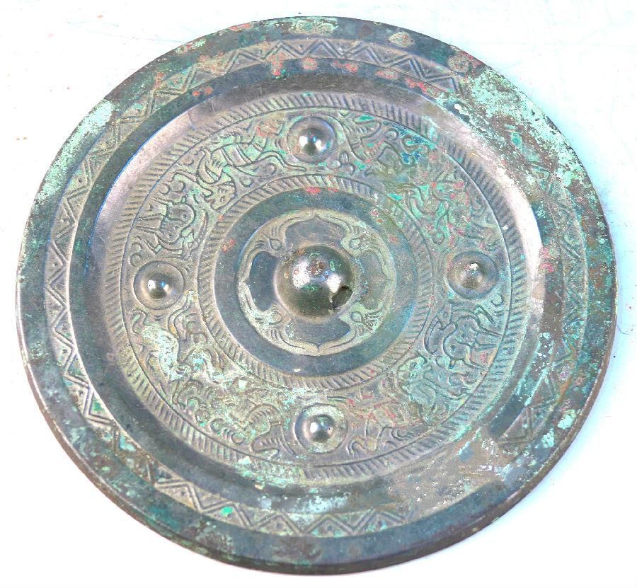 4、汉代,四乳钉瑞兽纹铜镜(艺17544).jpg